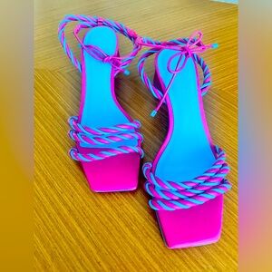 Sandals pink and blue . Hills 2 inch high